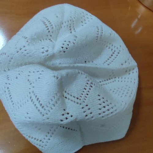 Knitted white skullcap hat, multipurpose casual sleep cap