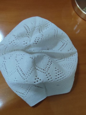 Knitted white skullcap hat, multipurpose casual sleep cap