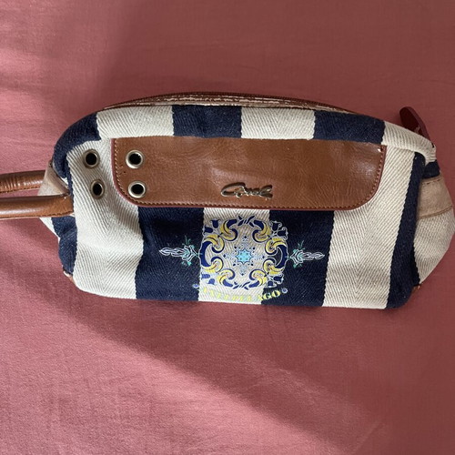 Axel Accessories vintage striped canvas wristlet bag used