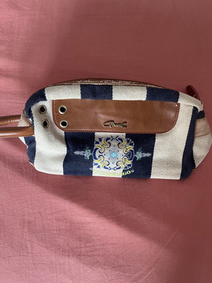 Axel Accessories vintage striped canvas wristlet bag used