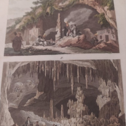 1770 Antiparos Cave Hand-Colored Chalcography used