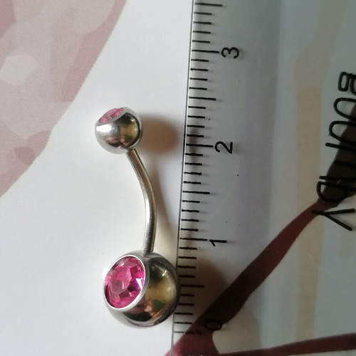 Navel piercing new surgical steel with pink zirconia