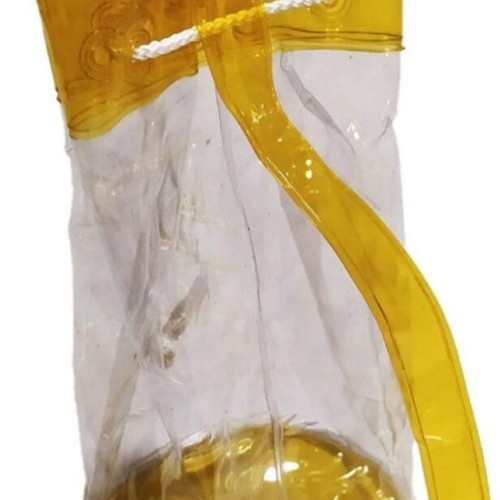 Set of 5 Transparent Plastic Bags 27.5cm with Strap and Cord New, Yellow