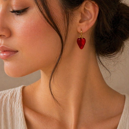 Strawberry earrings stainless steel new