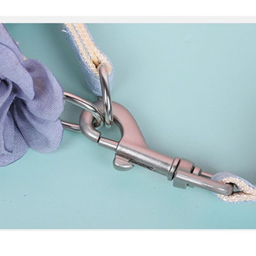 Dog harness and leash set blue with flower bloom new
