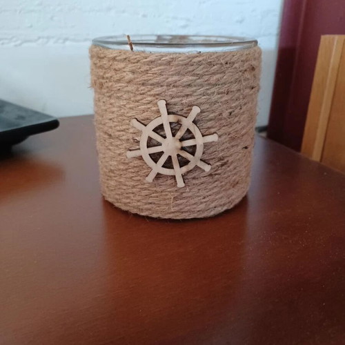 Glass Candlestick with Twine like new