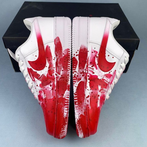 Nike Air Force 1 Red Paint Drip Handmade Sneakers new