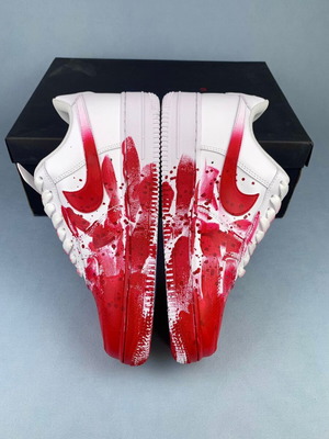 Nike Air Force 1 Red Paint Drip Handmade Sneakers new