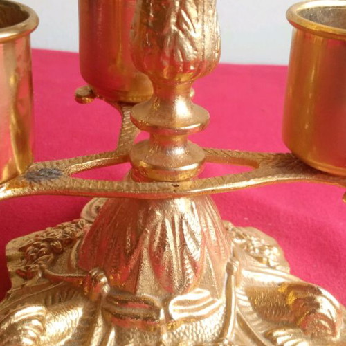 Pentakero Artoklasias candleholder, gold-plated brass, vintage