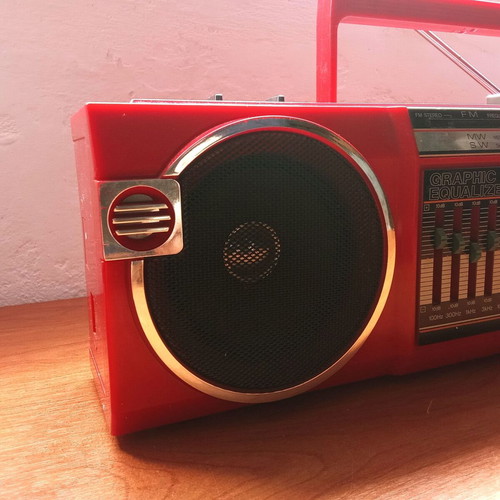 Boombox Fairmate RD 1210 Asahi cassette radio used, vintage 1980 red