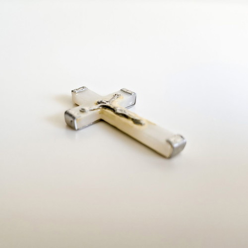 Plexiglass and metal cross 4x2.5 cm with Jerusalem inscription