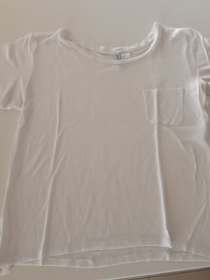 H&M Divided λευκό basic T-shirt XS σαν καινούργιο με τσεπάκι