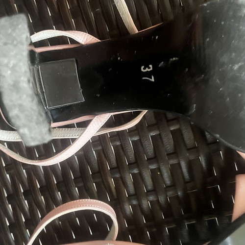 Leather pink sandals size 37 like new, heel height 8-9 cm