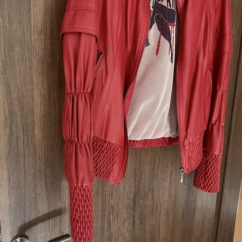 Leather jacket red new, size medium