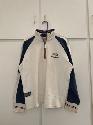 Sergio Tacchini half-zip sweatshirt used, size XL, off-white with navy