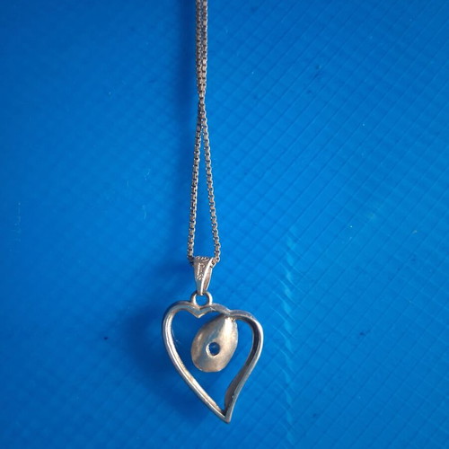 925 Silver Necklace Chain with Heart Pendant like new