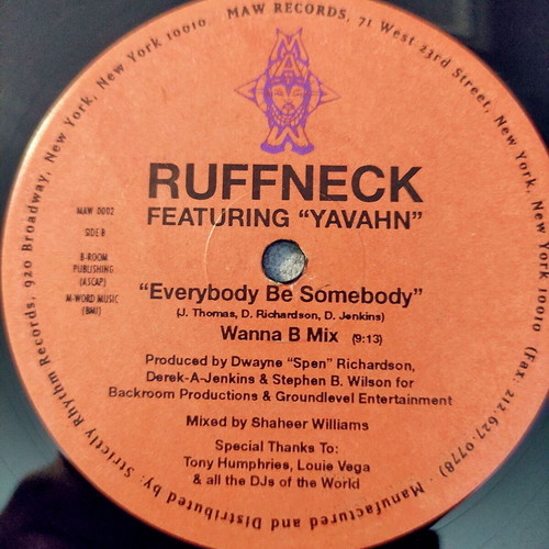 Ruffneck Featuring Yavahn Everybody Be Somebody 12'' Vinyl Single used