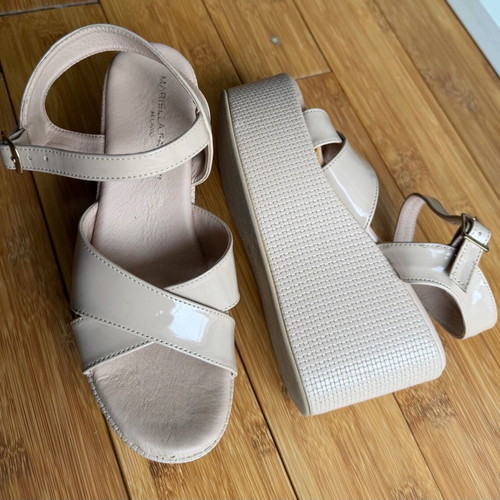 Mariella Fabiani platform sandals beige size 36 like new