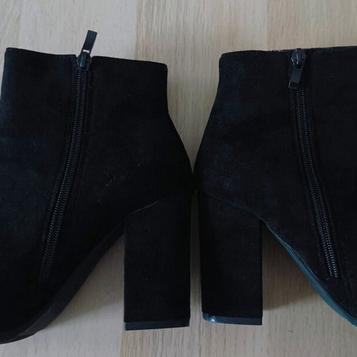 Luigi suede ankle boots with snake detail, new, size 38, 10 cm heel