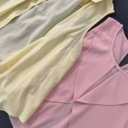 Pink Woman sleeveless shirt and airy blouse like new, pink and yellow