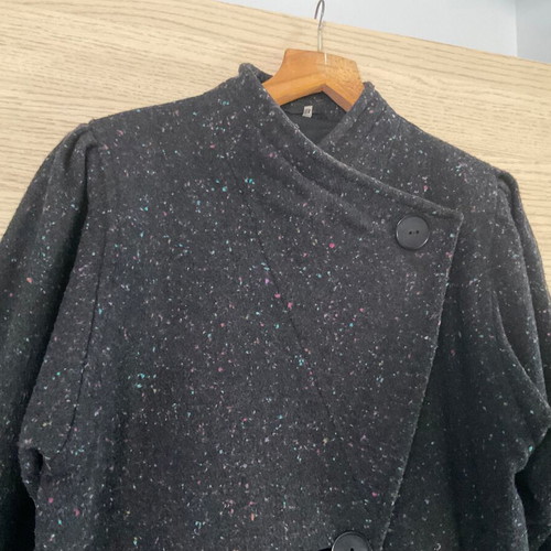 Women's black coat with colorful weaving, like new, size XL