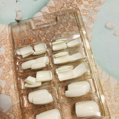 Artificial nails pack of 3 boxes with transparent, beige, and white tips