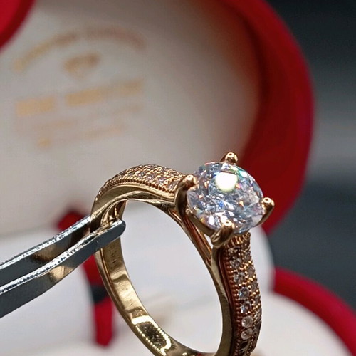 Set of solitaire ring and wedding band plated new with zircon