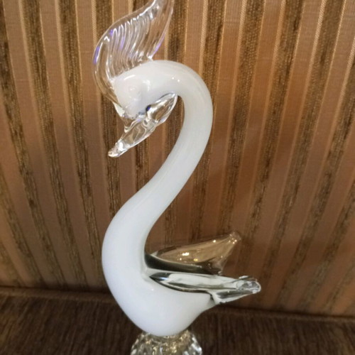 Murano Crystal Swan decorative piece like new