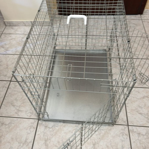 Metal dog or cat house, foldable aluminum with two doors