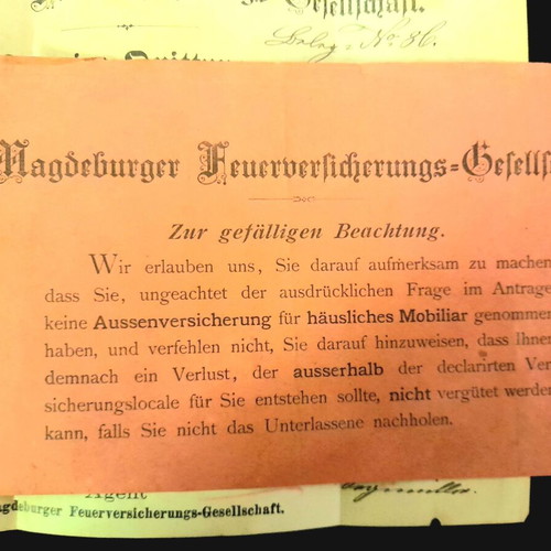 Rare German Documents Set like new, 1900 fire insurance and DDR sports