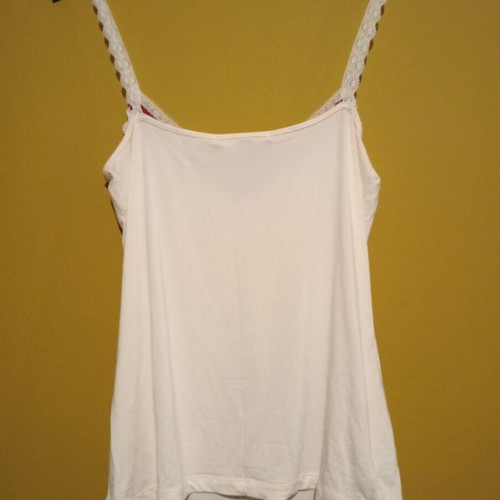 MNG Basic Lace-Trimmed Cream Top Size M New