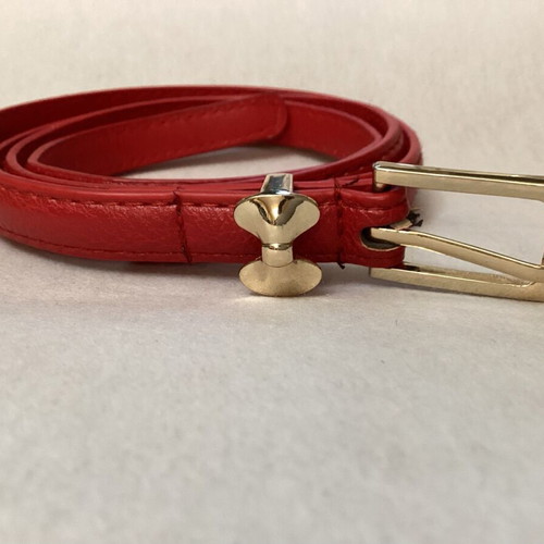 Red Thin Belt with Gold Buckle Like New