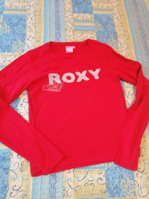 Roxy vintage μπλούζα με λογότυπο κόκκινη, ελαφρώς cropped, μέγεθος Μ