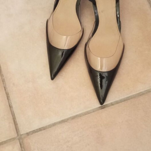 Mango black slingback pumps like new with pointed toe and transparent sides