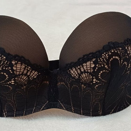 Wonderbra Strapless PushUp Bra without Underwire black lace 85D new
