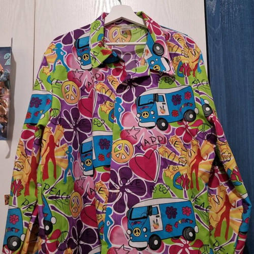 Unisex carnival shirt hippie like new, multicolor XXL