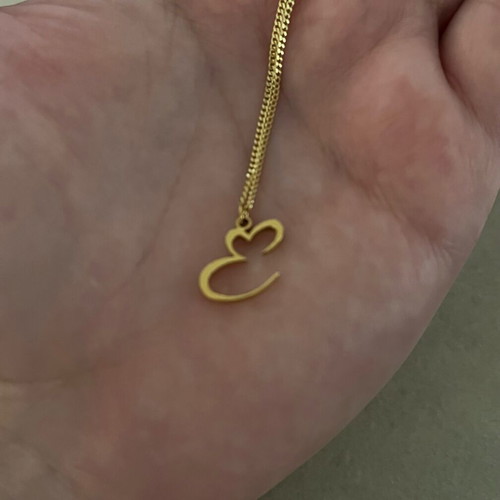 Necklace with 925 gold-plated silver and stainless steel monogram like new