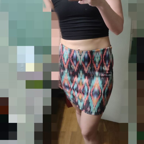 Stradivarius summer skirt used with ethnic multicolor pattern, size S