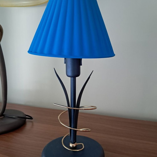 Table lamp postmodern design with metal and glass, like new