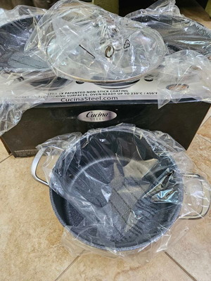 Cucina Steel cookware set 4 pieces new, stainless steel