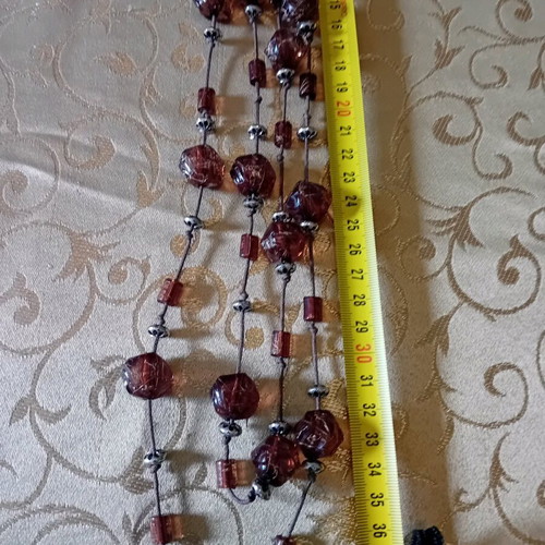 Long necklace used with brown beads, lightweight
