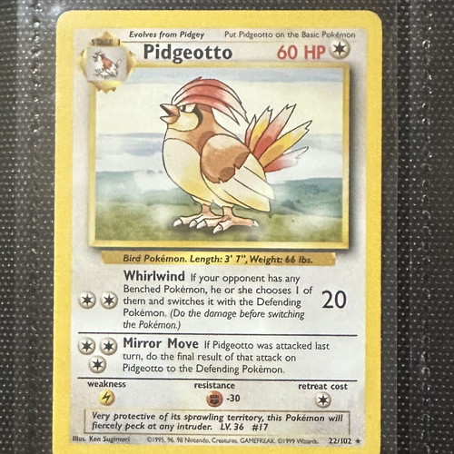 Pidgeotto Base Set Rare Vintage Pokémon Card like new