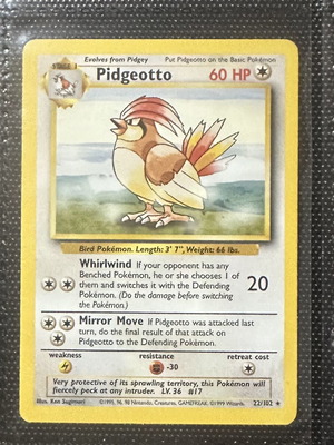 Pidgeotto Base Set Rare Vintage Pokémon Card like new