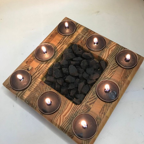 Handmade wooden tealight holder from pine new, decorative candle accessory
