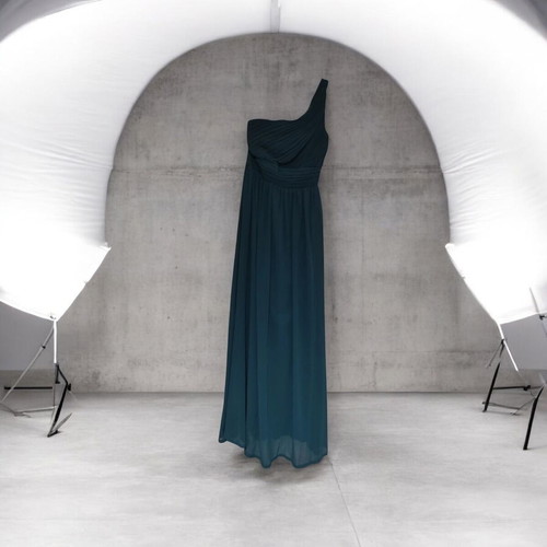 Maxi evening dress one shoulder, like new, petrol blue, size large