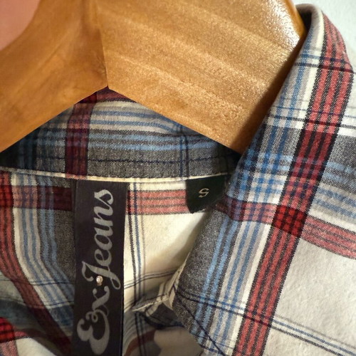 Checked shirt like new, cotton, Italian, white and blue, size S