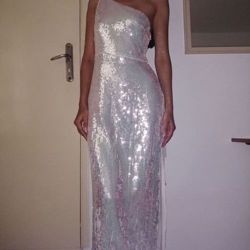 Pretty Lavish long sequin dress with one shoulder, size M (EU 40)