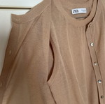 Zara cardigan and blouse set, beige and gold