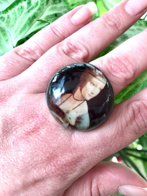 Da Vinci Lady with an Ermine wooden ring bulky large size new