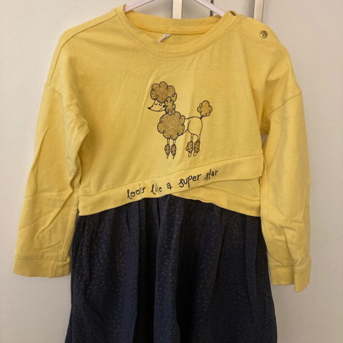 Girl's dress like new, size 98 cm, brown and yellow
